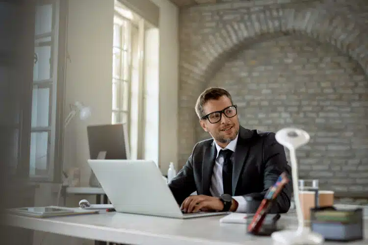 accountant working on a laptop