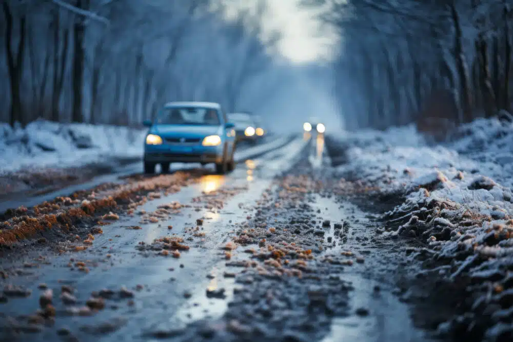 cars travelling in snow