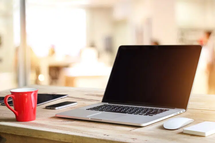 a laptop on a desk